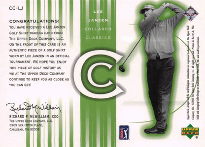 Lee Janzen Collared Classics 2003 Golf Shirt Relic Upper Deck Card