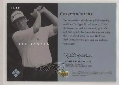 Lee Janzen Upper Deck Worn Shirt Golf Tour Rare Limited Threads Card