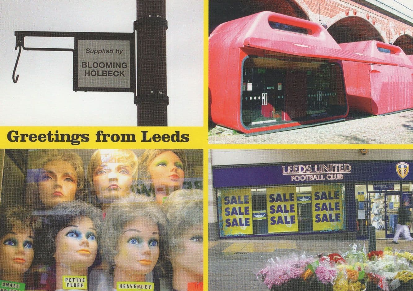 Leeds Ladies Wig Shop Football Ground T-Shirt Shop Postcard