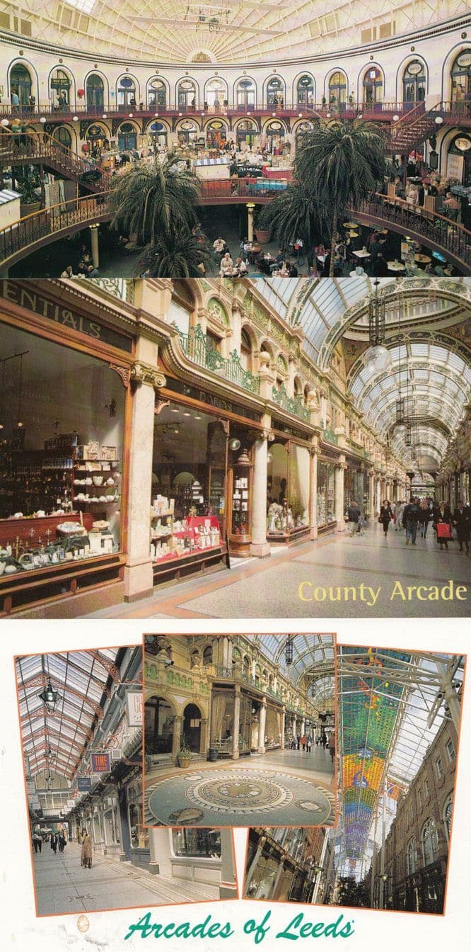 Leeds Yorkshire Thornton Arcade Shopping Precinct Shops 3x Magnificent Postcard