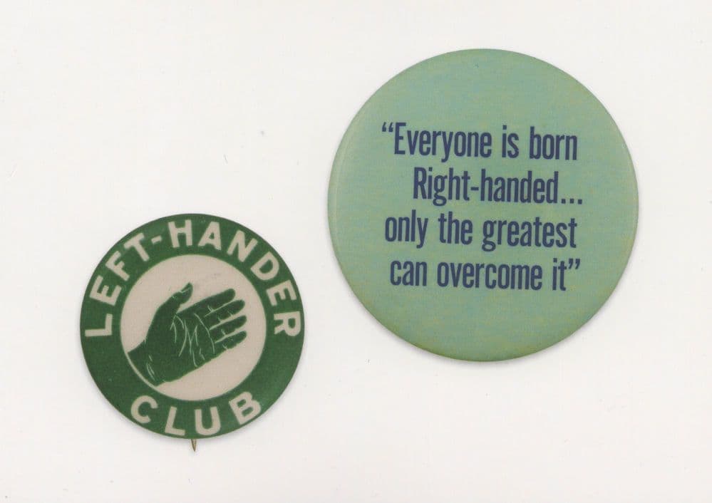Left & Right Handed Old Hand Club Badge Button Postcard
