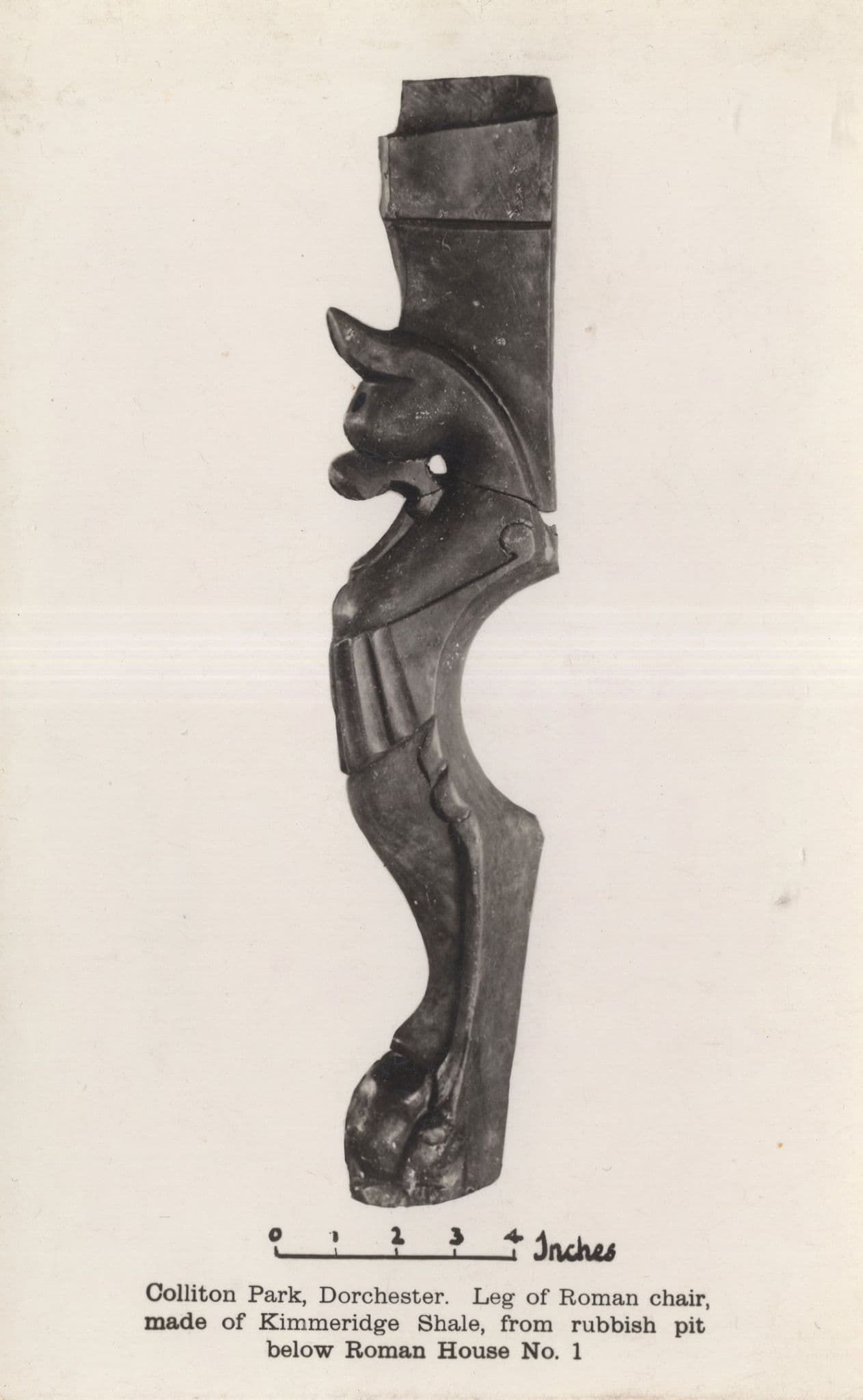 Leg Of Roman Antique Chair Kimmeridge Shale Old Exhibit Postcard