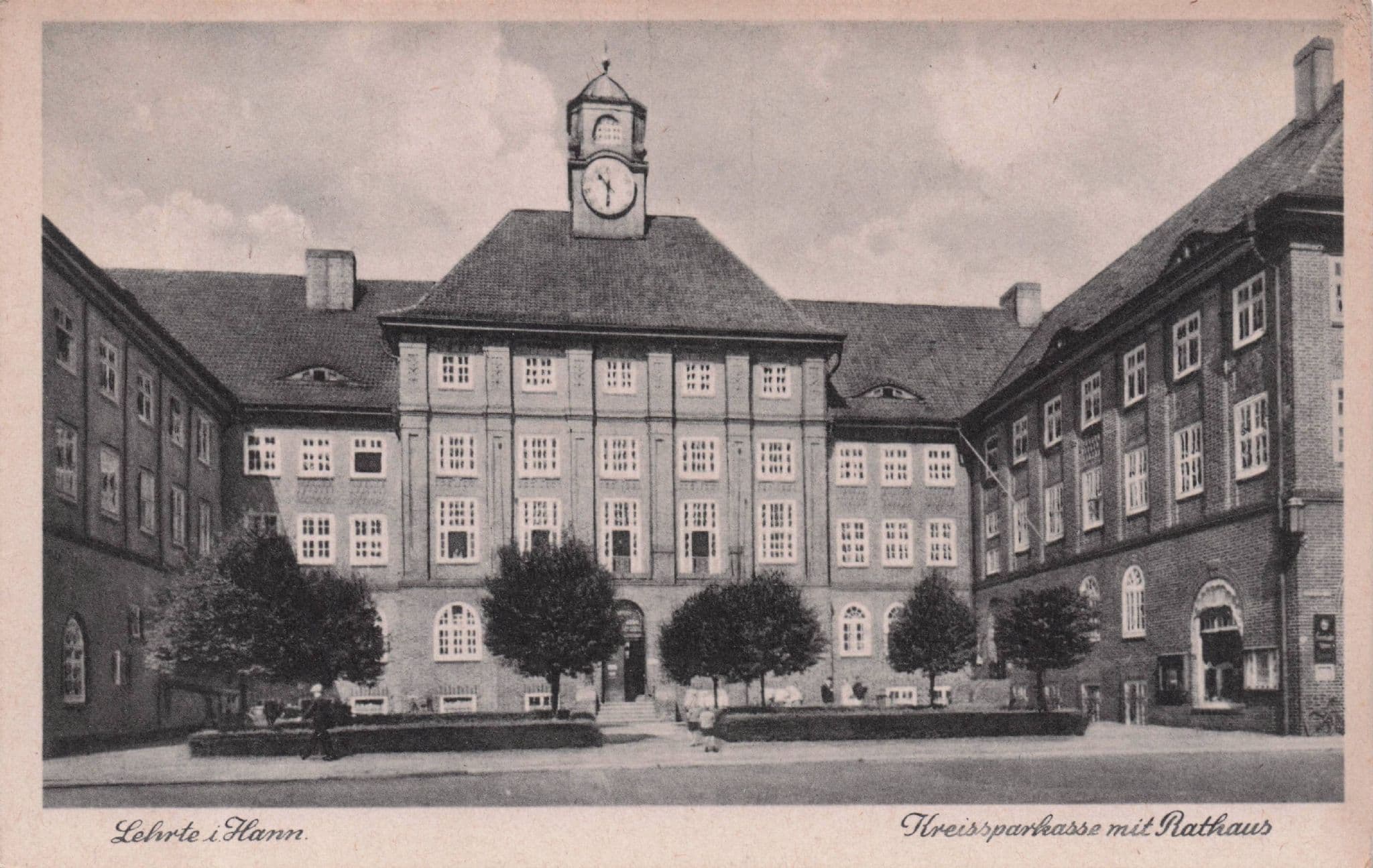 Lehrte Kreissparkhasse Mit Rathaus German Hanover Rare Old Postcard