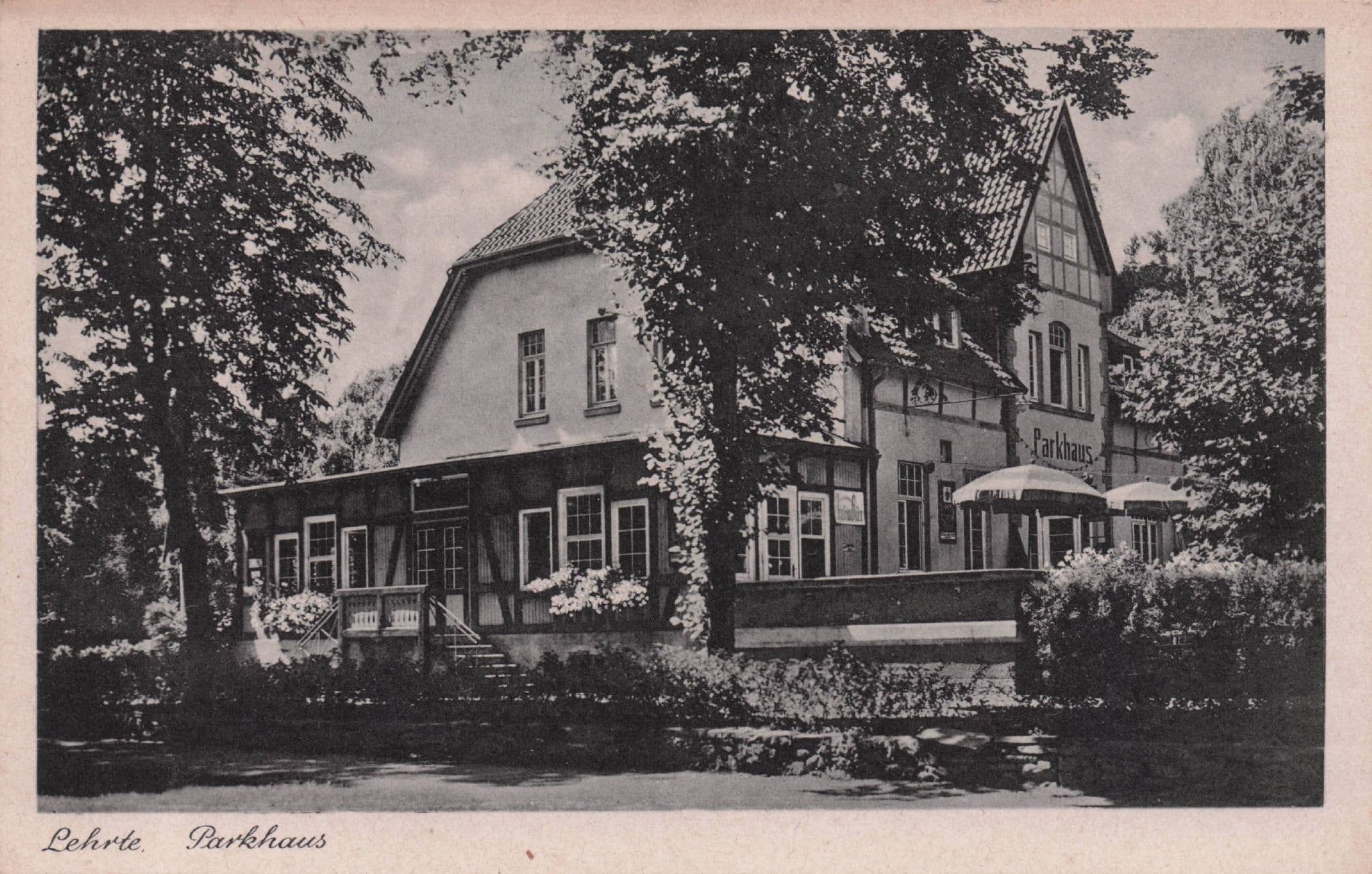 Lehrte Stadtpark mit Parkhaus German Hanover Rare Old Postcard