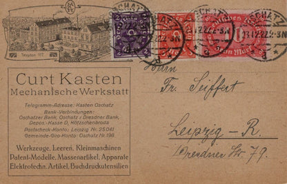 Leipzig Germany Mechanical Workshop Old Advertising Postcard
