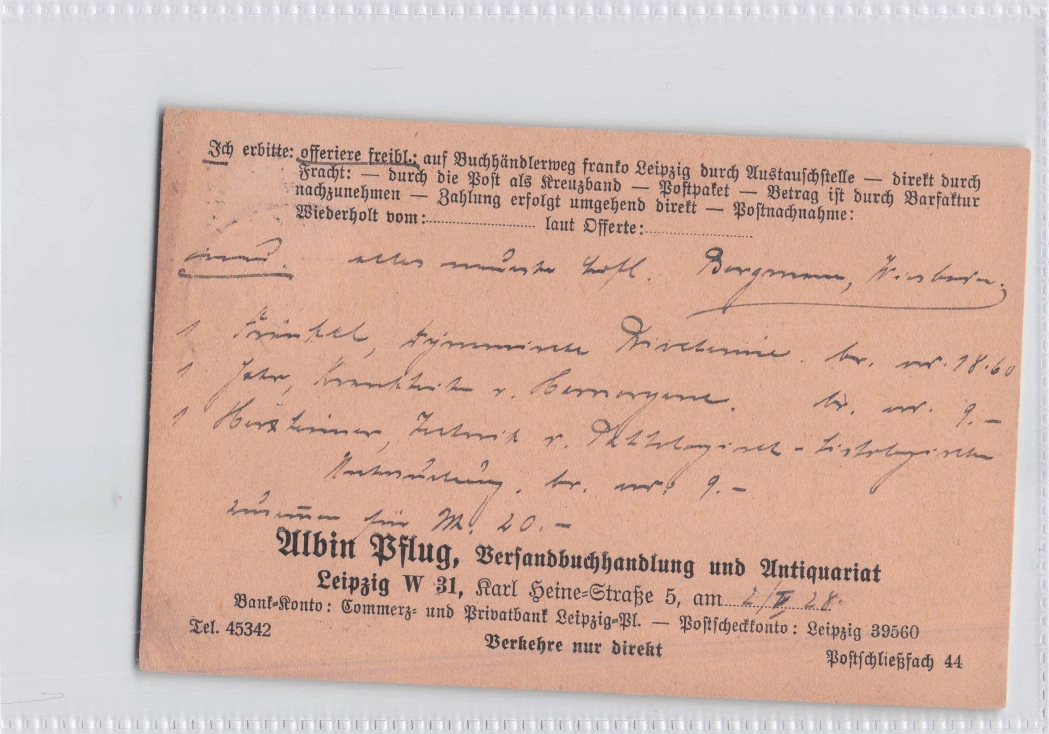 Leipzig Old Secondhand Bookshop Book Store German Antique Postcard