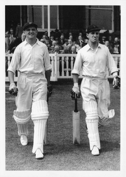 Len Hutton & Tom Graveney English Cricket OBE Photo Rare Postcard