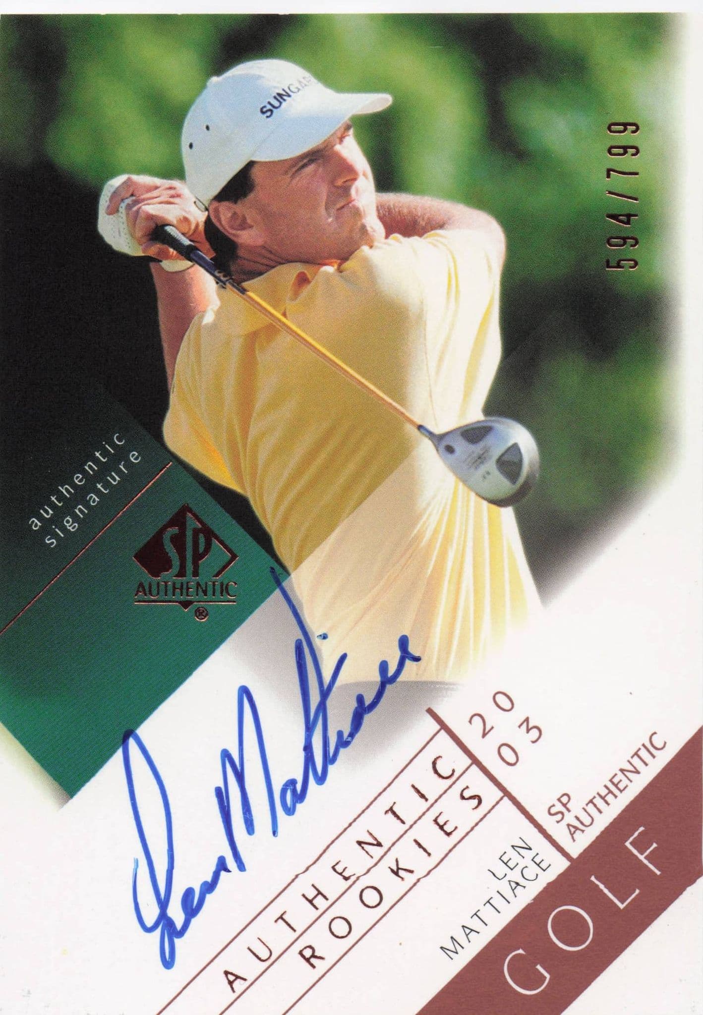Len Mattiace Authentic Rookies 2003 Golf SP Hand Signed Autograph Card