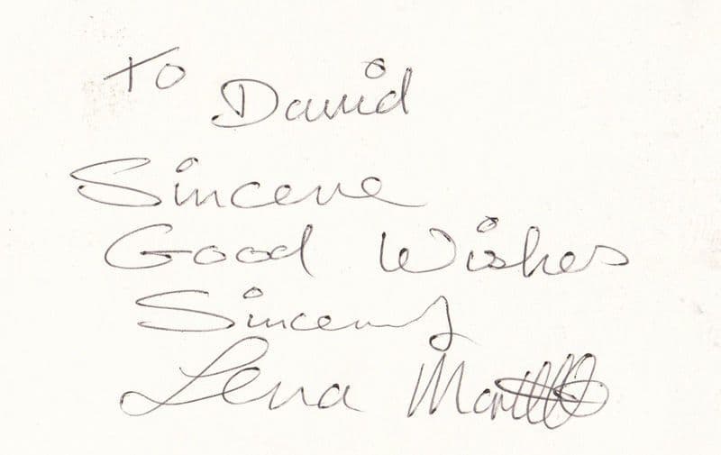 Lena Martell Hand Signed Card