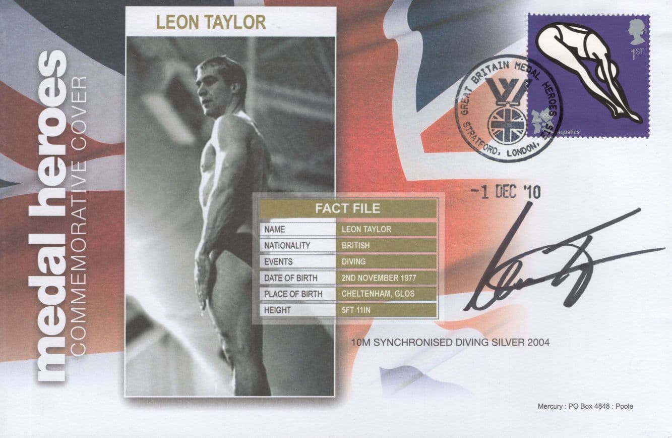 Leon Taylor Olympic Medal Heroes Hand Signed First Day Cover