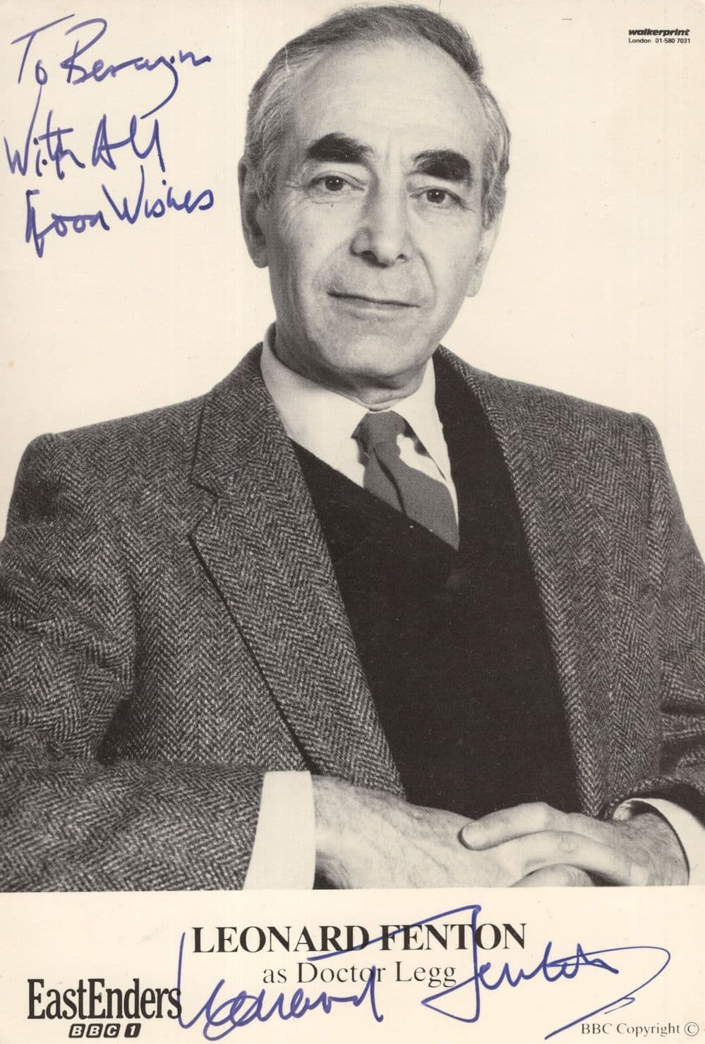 Leonard Fenton as Dr Legg Eastenders Vintage Hand Signed Cast Photo