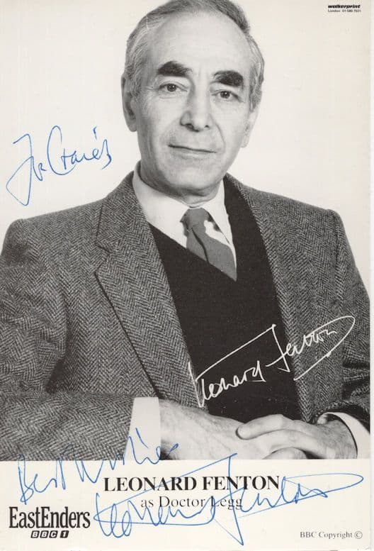 Leonard Fenton Dr Legg Eastenders Hand Signed Photo