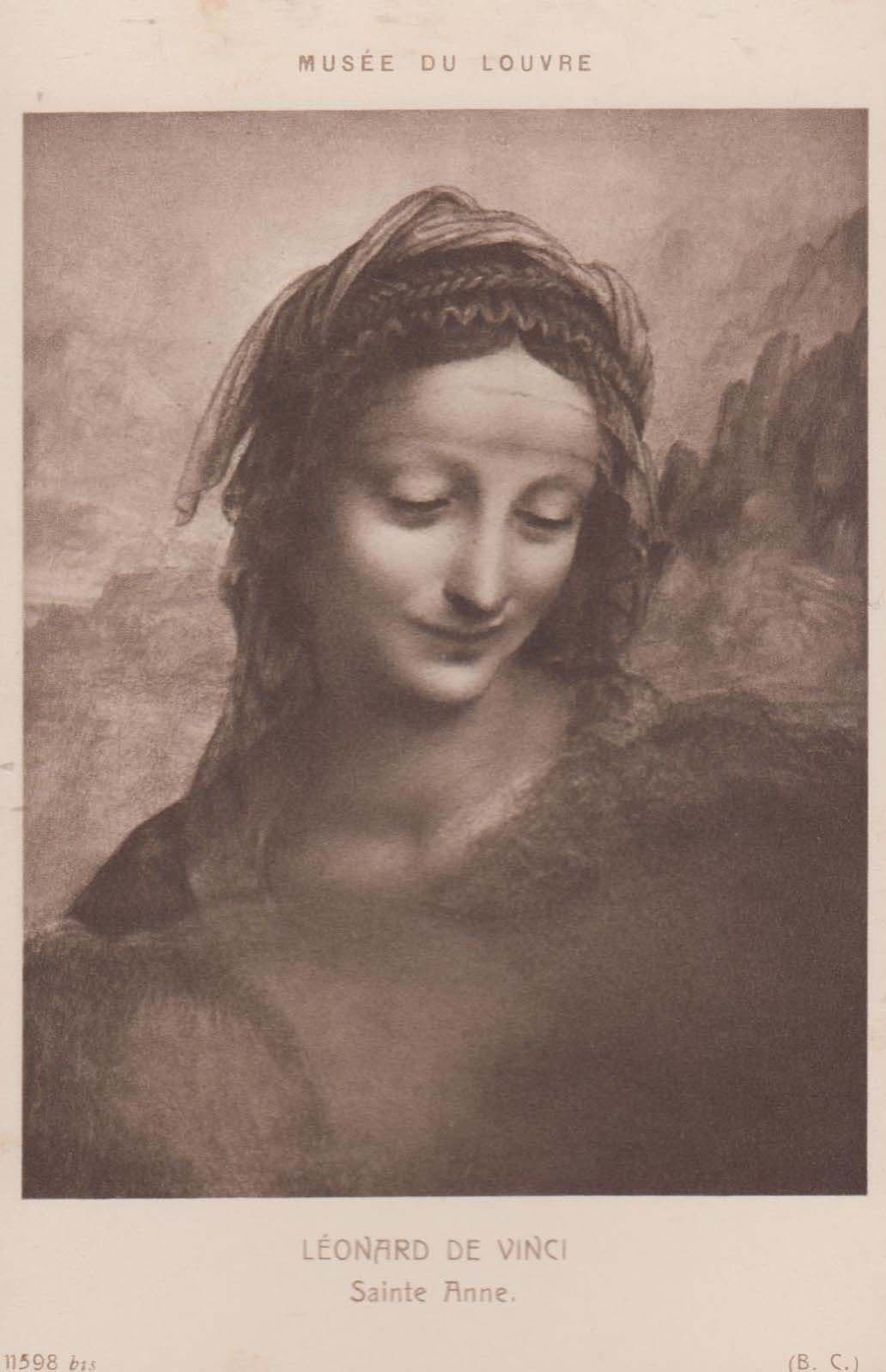 Leonardo De Vinci Saint Anne Antique Louvre Gallery Painting Postcard