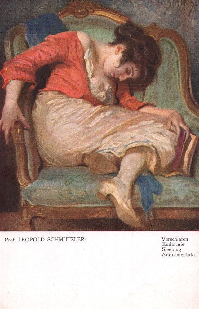 Leopold Schmutzer Sleeping Verschafen German Painting Postcard