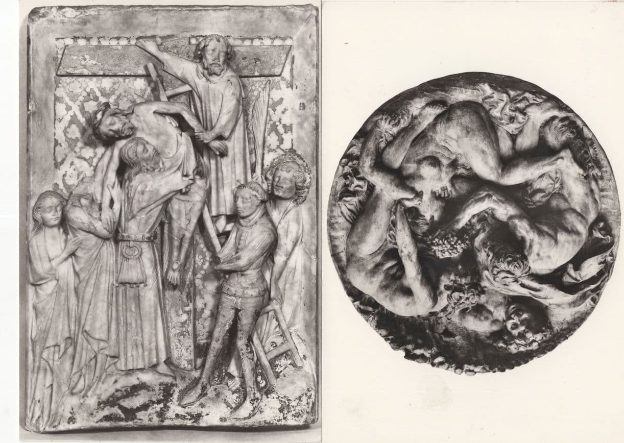 Les Bacchanales The Deposition 2x V&A French Plaster Postcard s