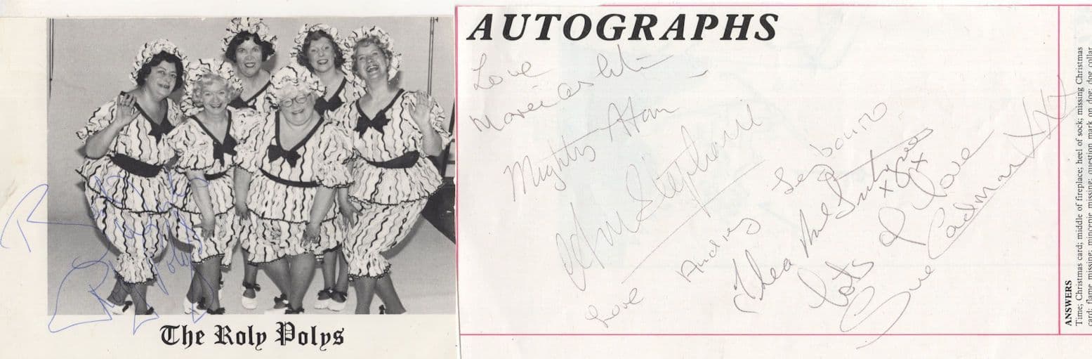 Les Dawson Show The Roly Polys 6x FULLY Signed & MORE