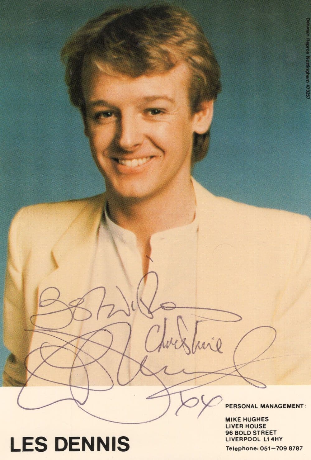 Les Dennis Management Agency Vintage Hand Signed Photo
