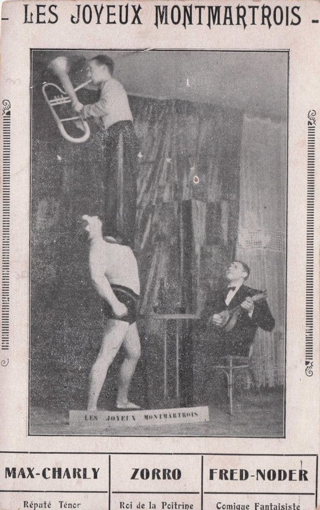 Les Joyeux Montmartrois French Circus Musical Comedy Old Advertising Card