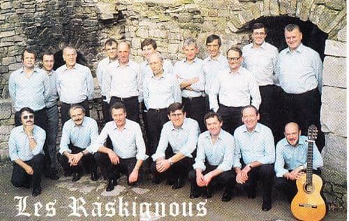 Les Raskignous French Folk Dancing Band Group HAND SIGNED Old Photo Postcard