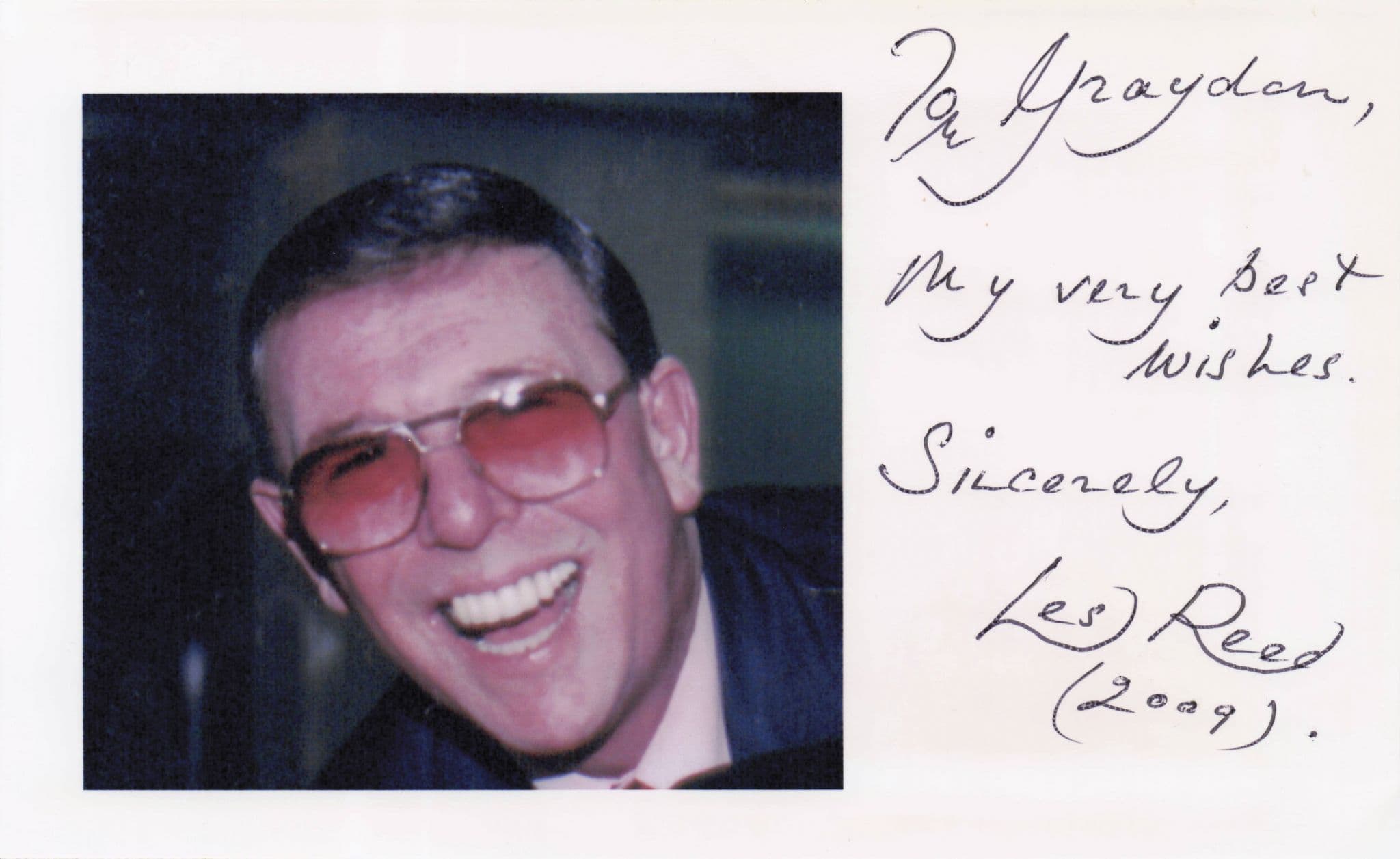 Les Reed 1960s Singer Songwriter Large Hand Signed Photo