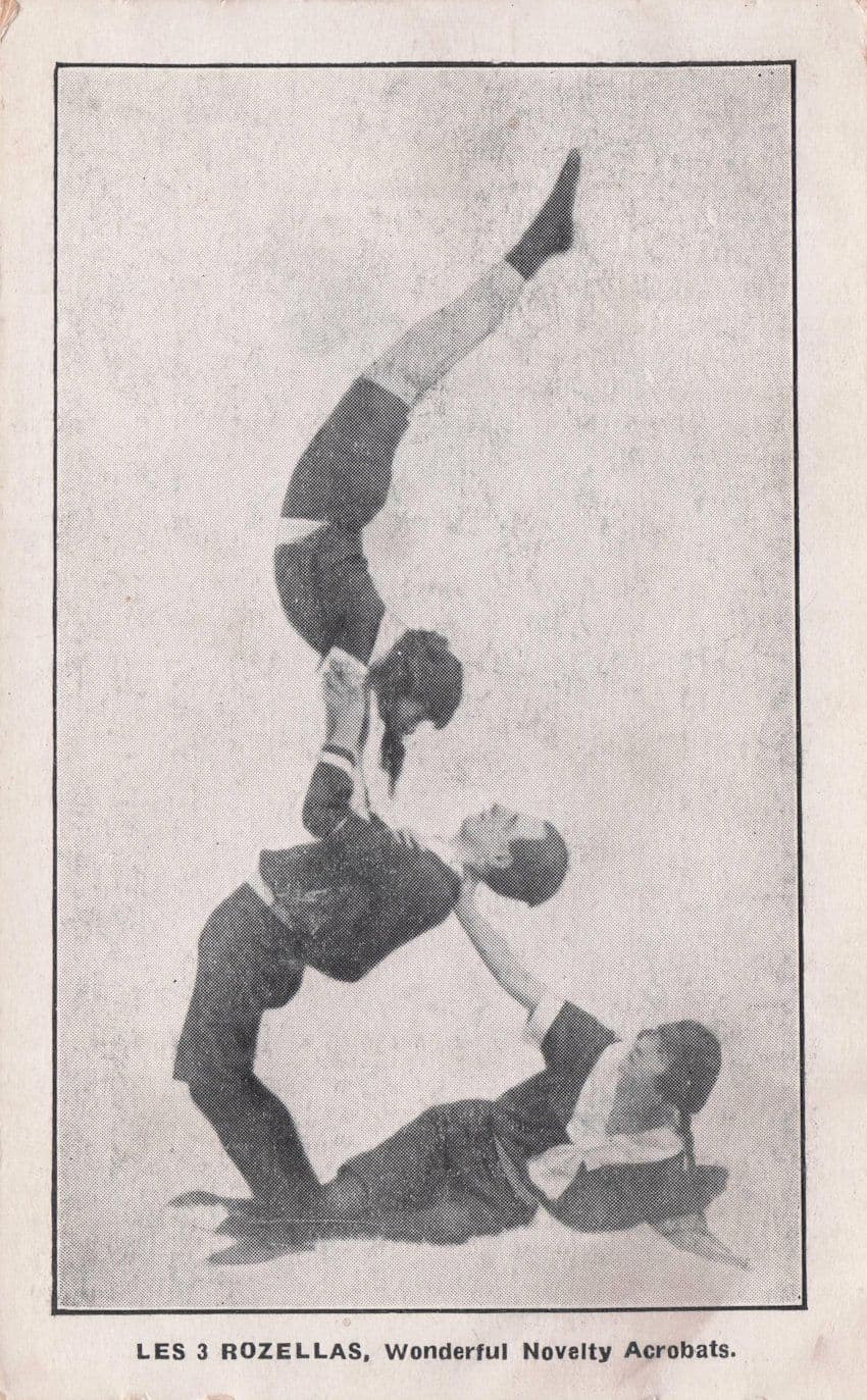 Les Rozellas Novelty French Circus Acrobats Antique Postcard