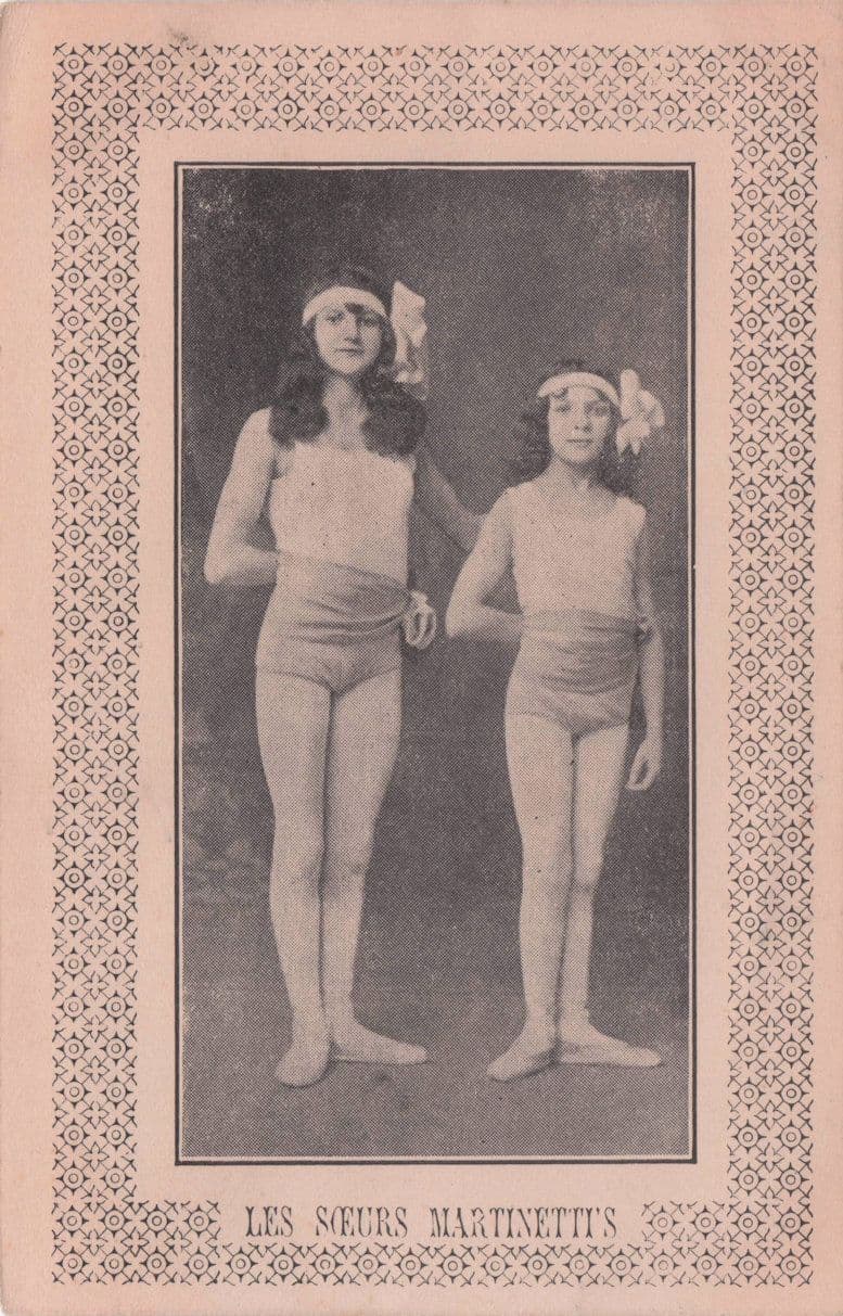 Les Soeurs Martinetti's French Lady Circus Act Antique Postcard