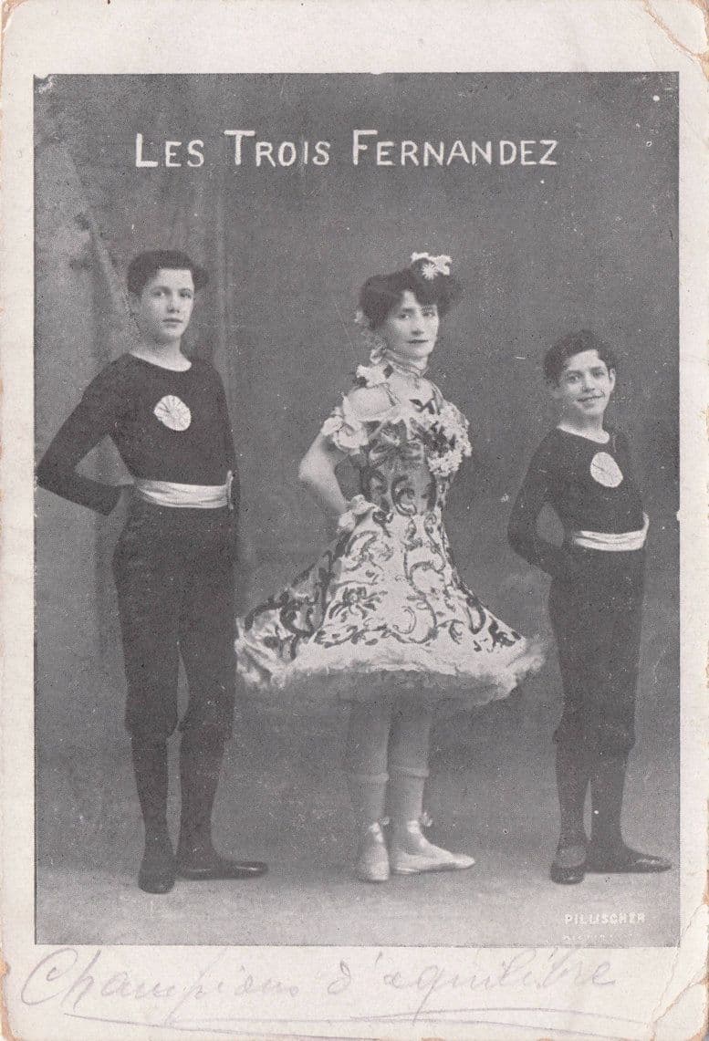 Les Trois Fernandez French Circus Act Antique Postcard