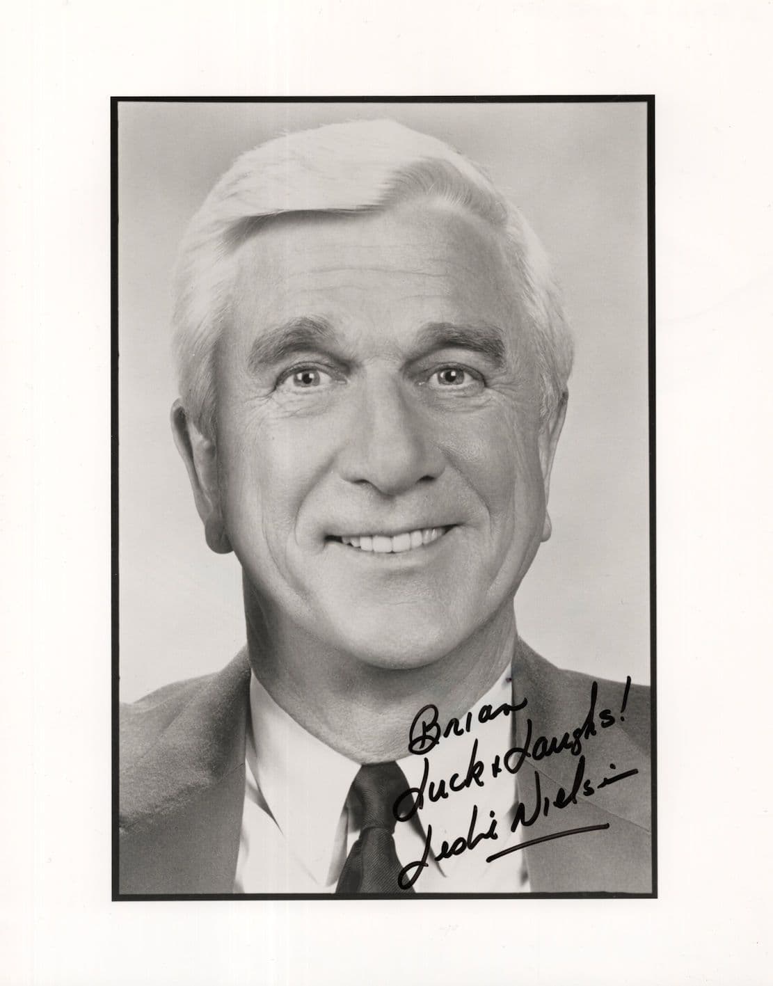 Leslie Nielsen Naked Gun Police Squad Airplane 10x8 Hand Signed Photo