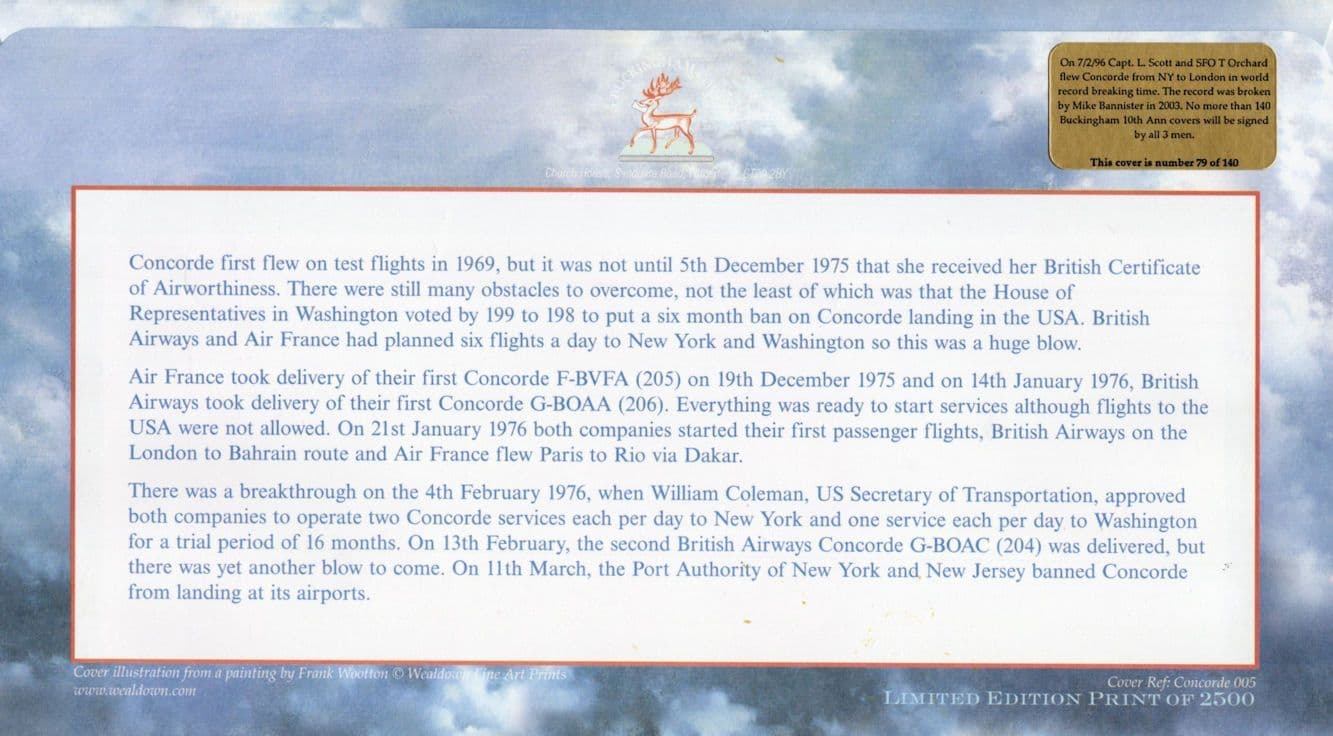 Leslie Scott Mike Bannister Tim Orchard 3x Concorde Pilots Hand Signed FDC