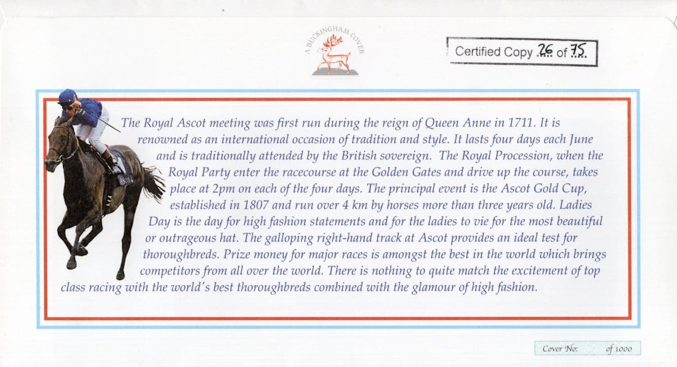 Lester Piggott & Willie Carson MULTI Hand Signed Royal Ascot Ladies Day FDC