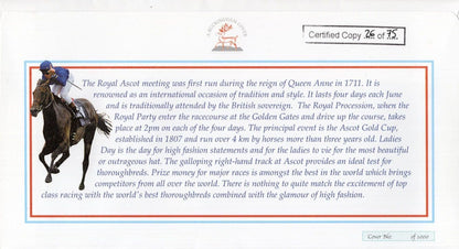 Lester Piggott & Willie Carson MULTI Hand Signed Royal Ascot Ladies Day FDC