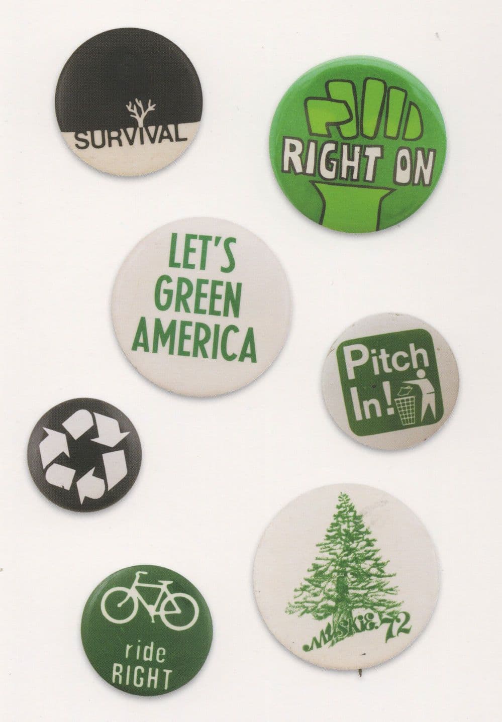 Lets Be Green America Recycle Bicycle Right Litterbin Badge Postcard