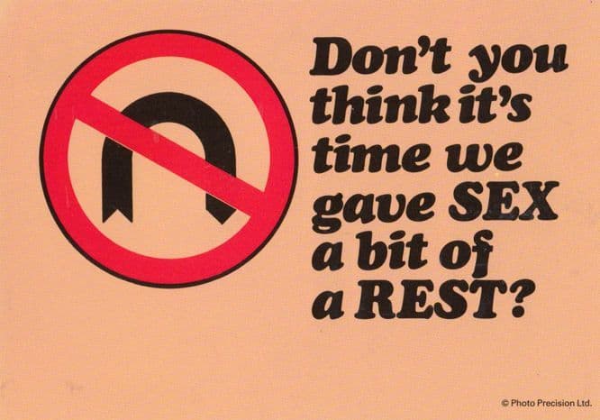 Lets Give Having Sex Making Love A Rest Roadsign Comic Humour Slogan Postcard