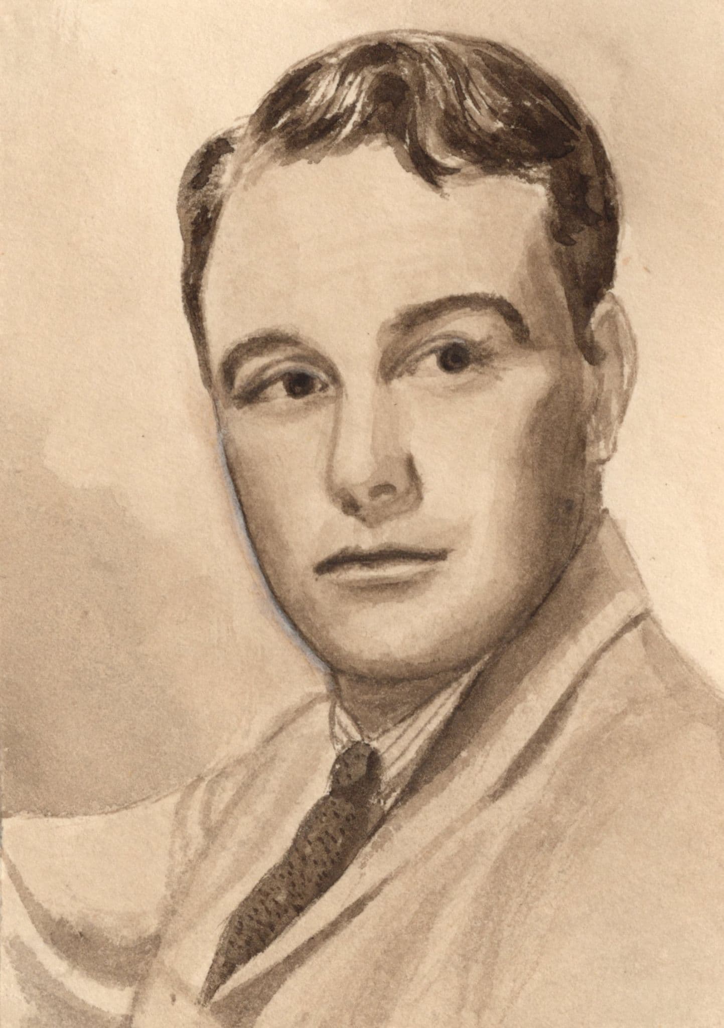 Lew Ayres Hollywood Film Actor Vintage Rare Old Hand Art Drawing