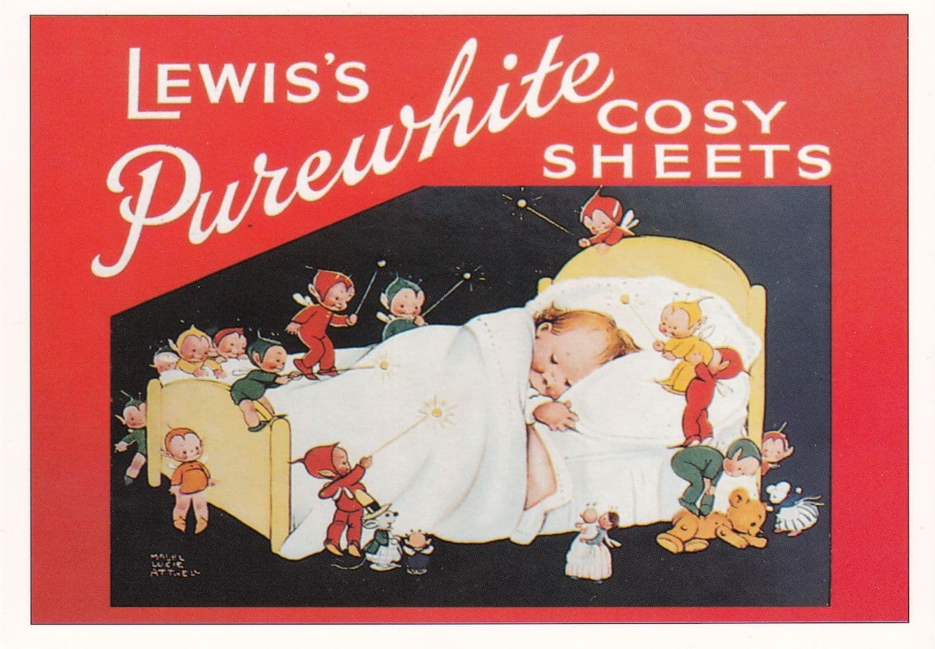 Lewis Purewhite Bed Cosy Sheets Advertising Postcard