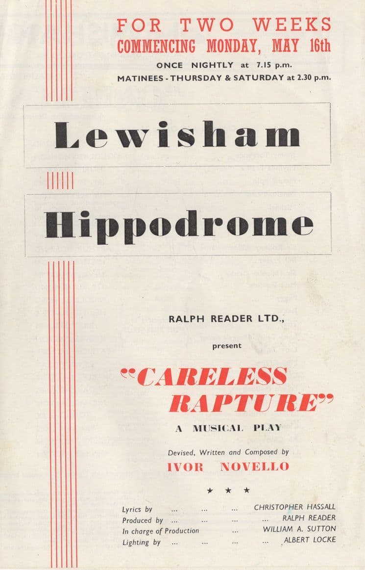 Lewisham Hippodrome Barry Sinclair Ivor Novello Hand Signed Programme