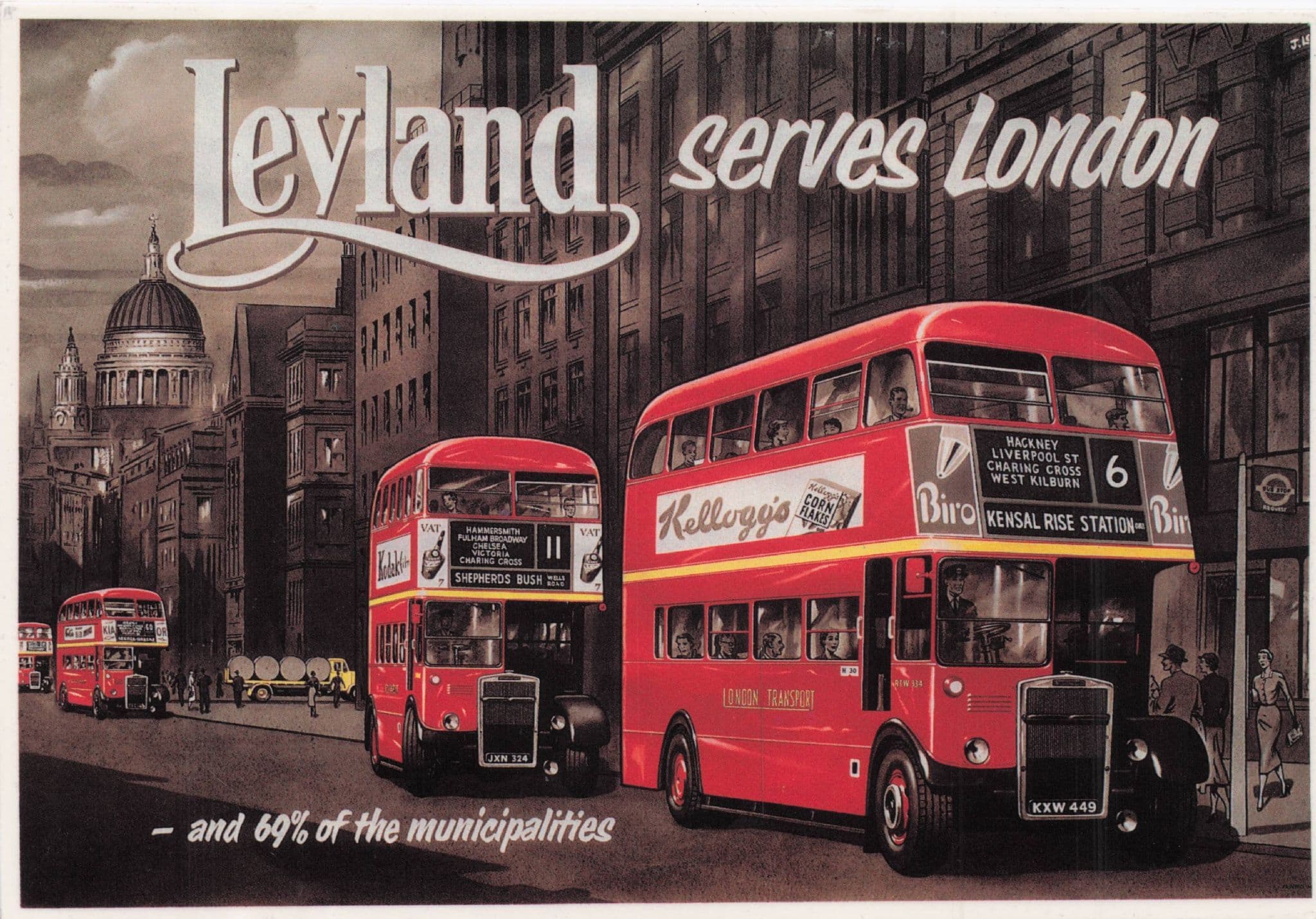 Leyland Services London Kensal Rise Station Bus Transport Postcard