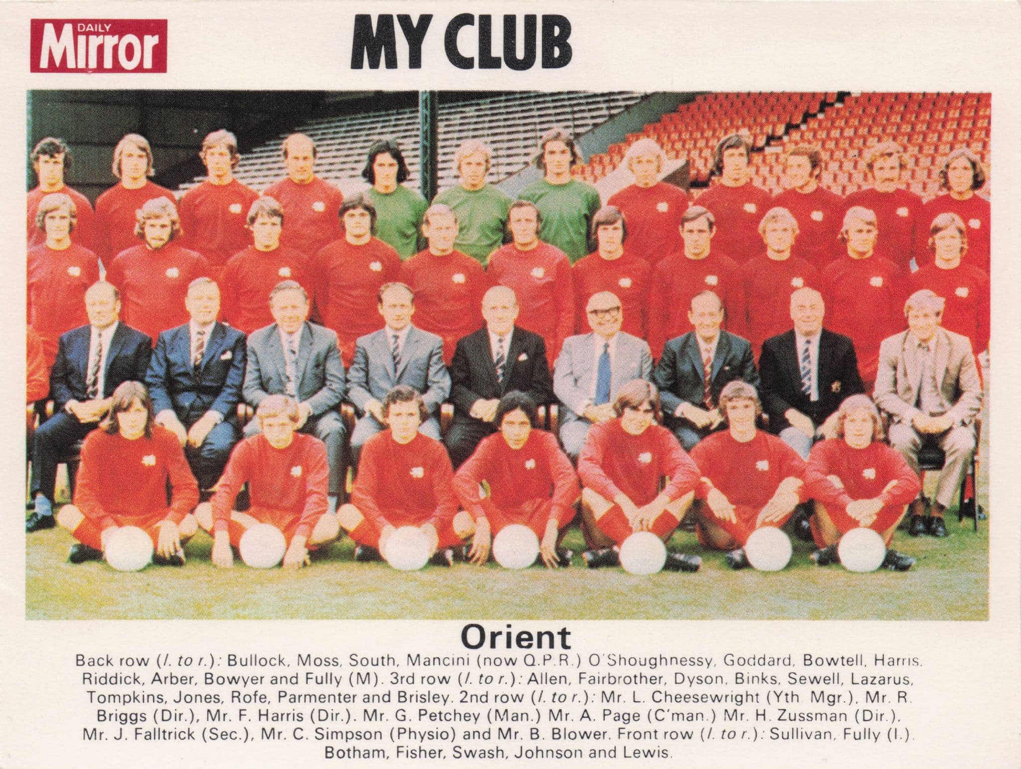 Leyton Orient Football My Club Daily Mirror Rare PB Postcard