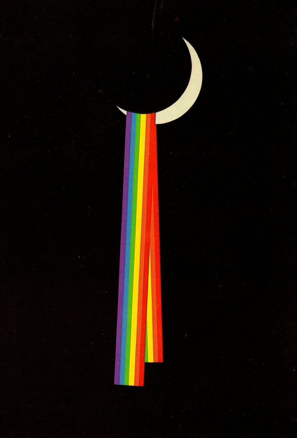 LGBT Pride Ribbons on Rainbow Crescent Moon Painting Postcard