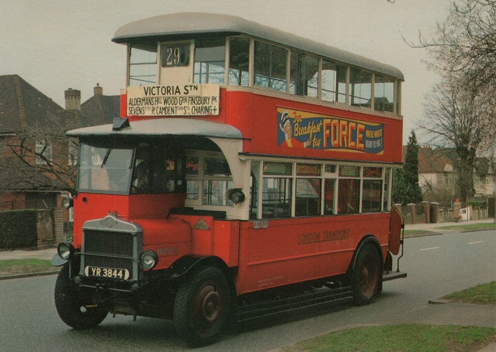LGOC First Tram Covered London Bus Victoria Charing Cross Station Postcard