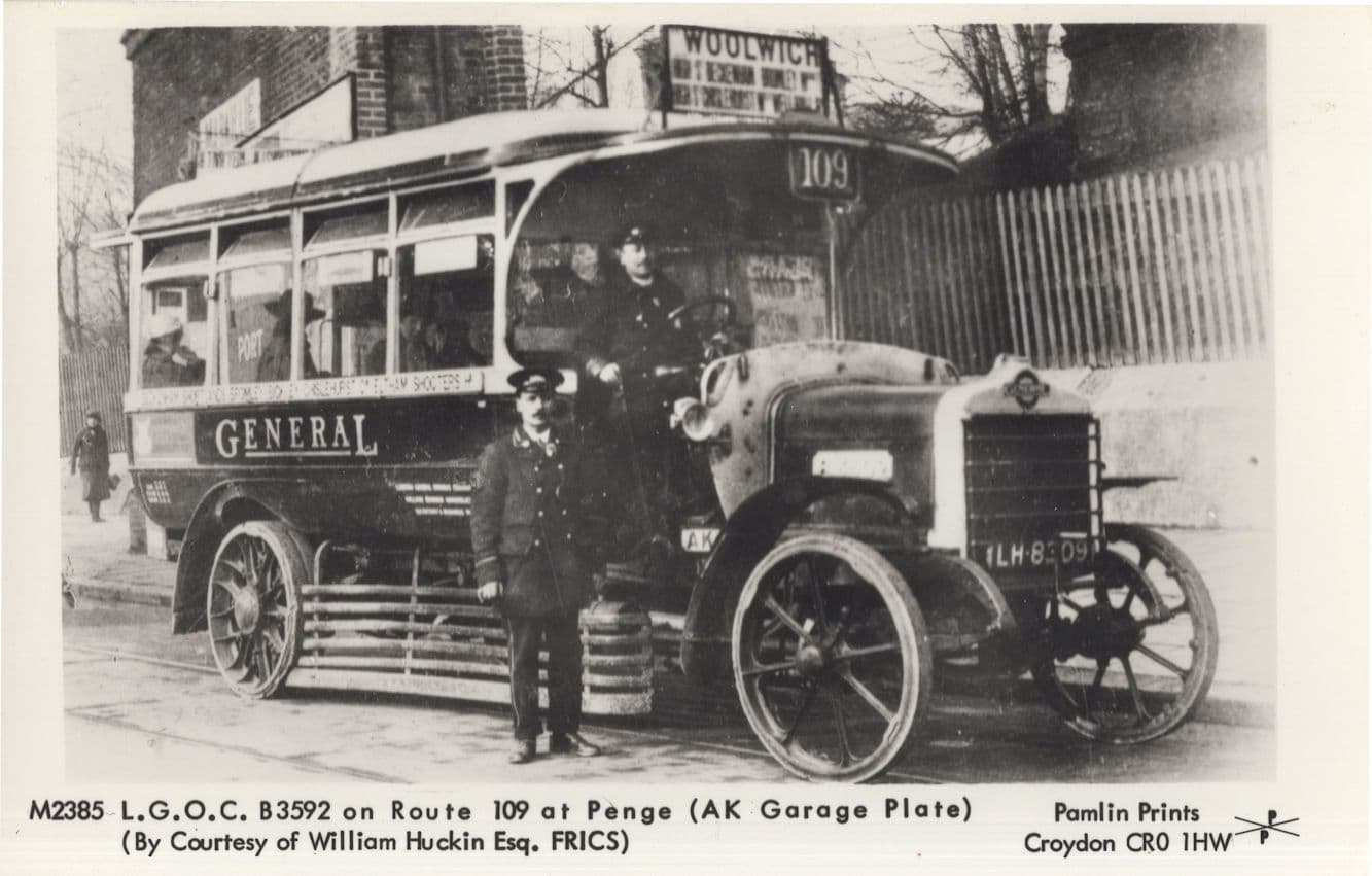 LGOC Woolwich Bus To Penge Garage Flats Tram Driver Postcard