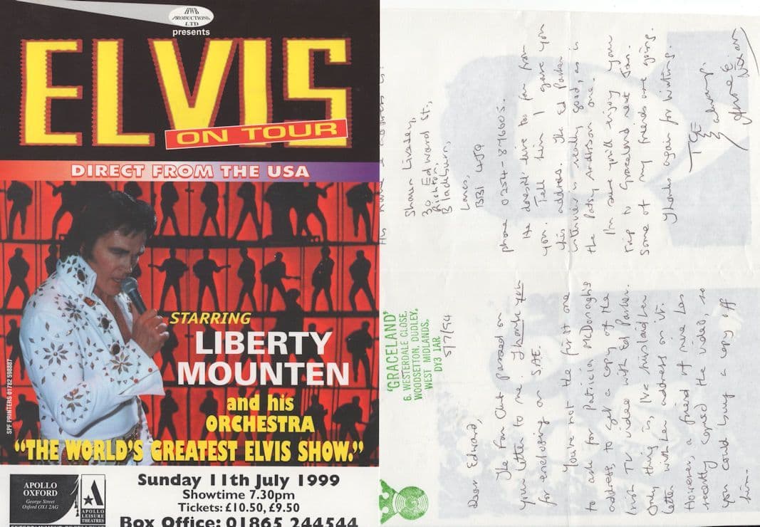 Liberty Mounten as Elvis Presley Hand Signed Flyer & More