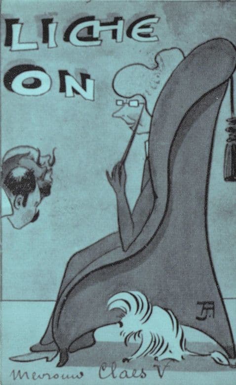 Liche On Old Lady Eyeglass Comic French Exhibition Event Postcard