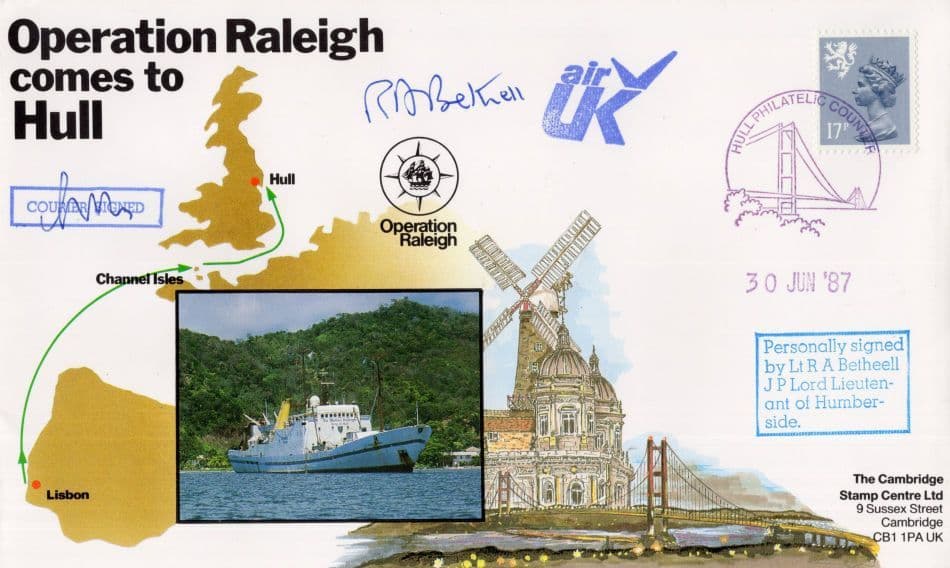 Lieut Betheell Lord Of Humberside Hull Operation Raleigh  Hand Signed FDC