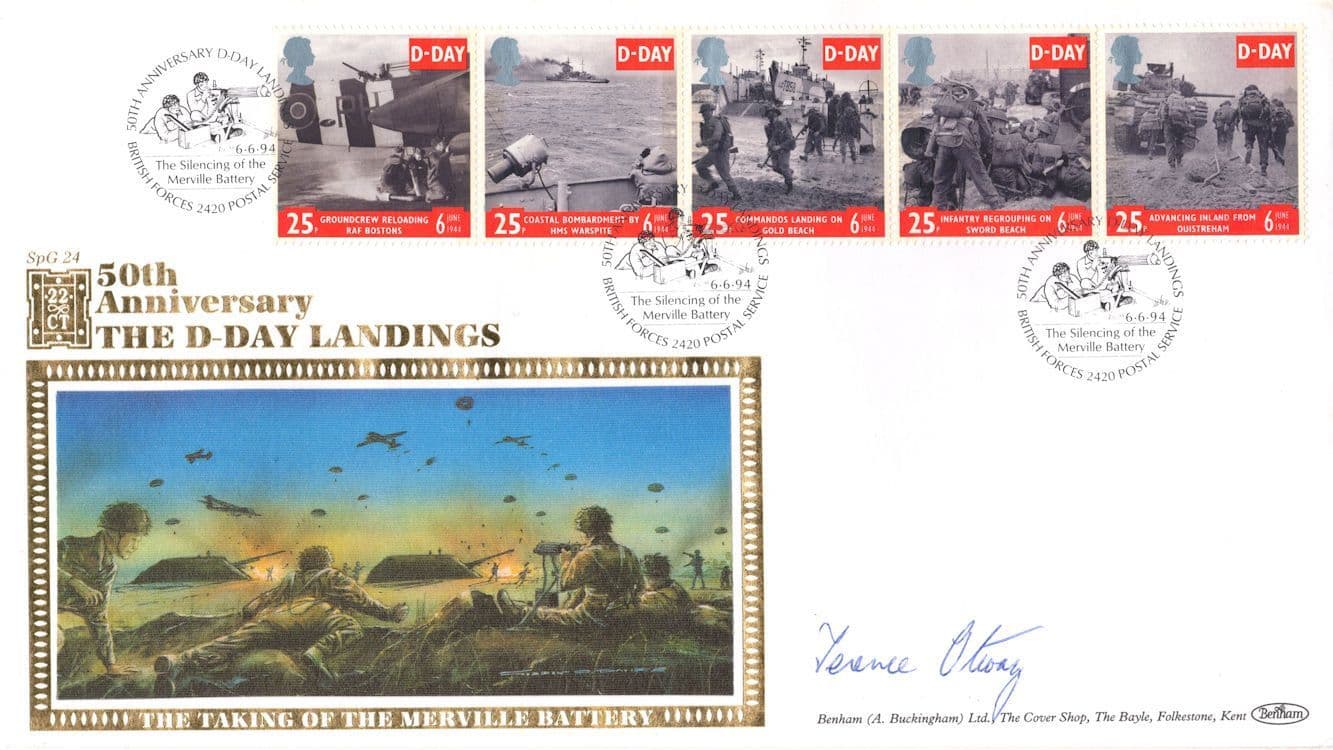 Lieutenant Terence Otway WW2 D-Day Landings Hand Signed FDC