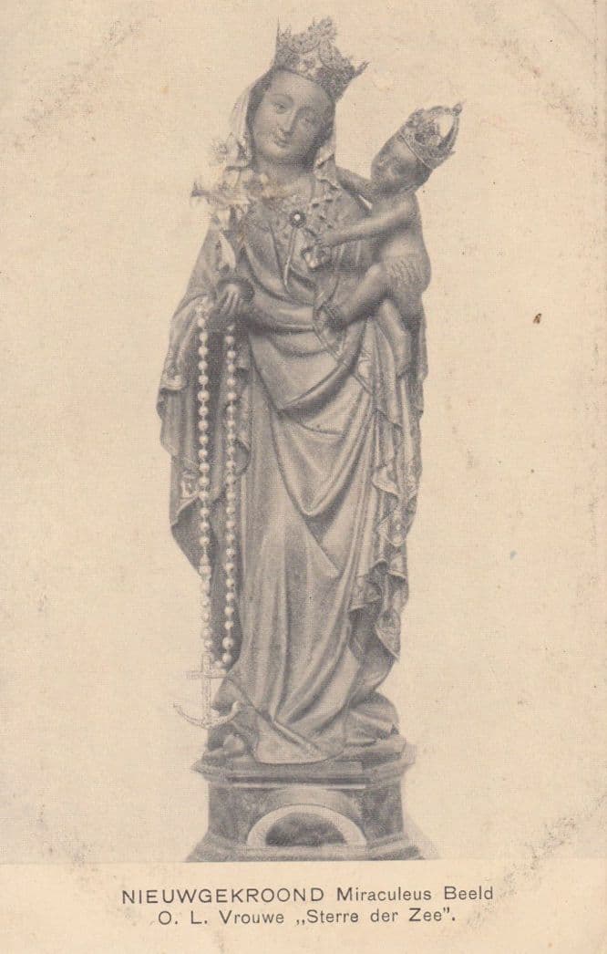Lieve Vrouw Van Our Lady Of Nieuwgekroond Statue Antique Religious Postcard