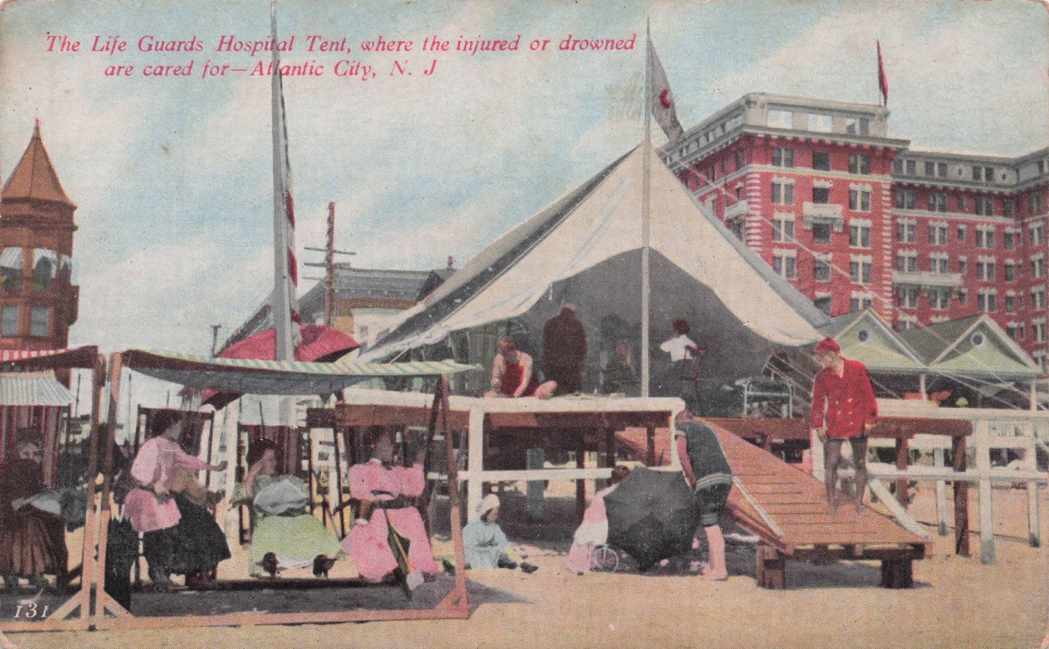 Life Guards Hospital Tent Atlantic City New Jersey USA Old Postcard