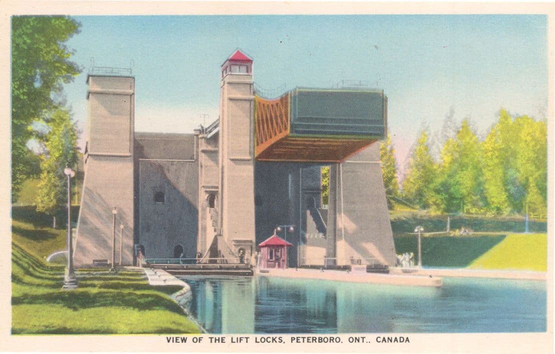 Lift Locks On River Peterborough Ontario Canada Antique Postcard