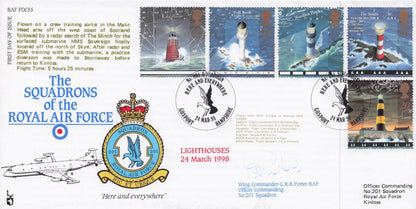 Lighthouses 1998 Hampshire Military Squadrons Of The Royal Air Force Hand Signed FDC