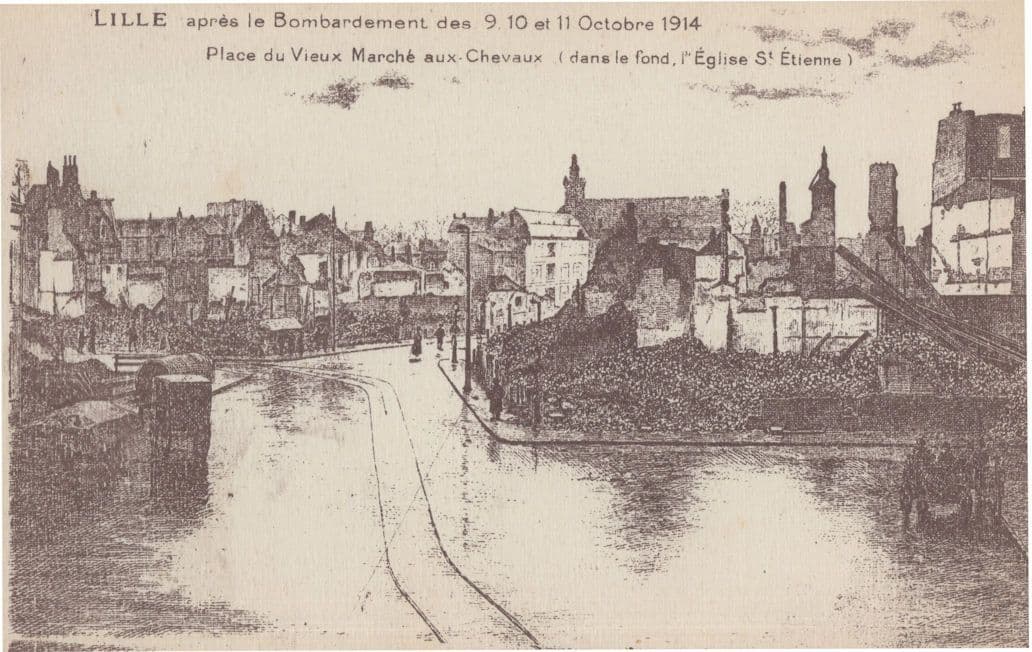 Lille After The Bombardment French Flooded Street War Postcard